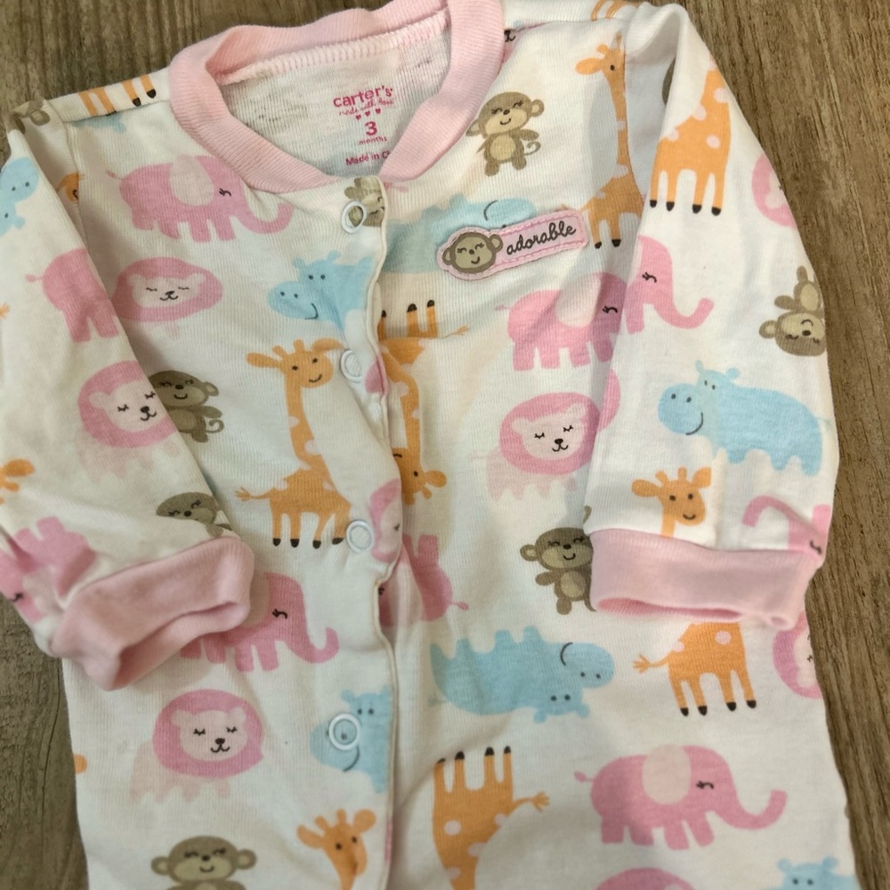 Vintage Carter's Pastel Animal Print Baby Onesie